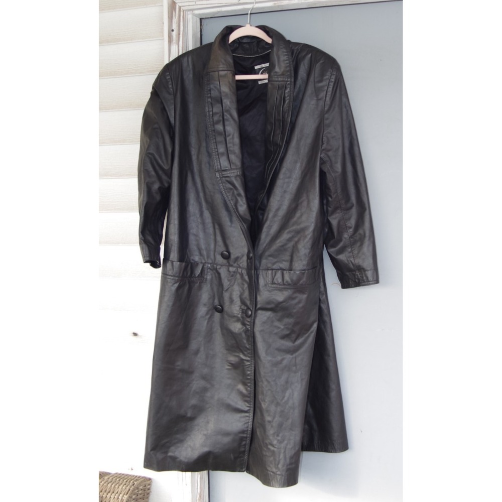 Vintage 80s Global Identity G-III Leather Trench Coat Jacket 2x USA